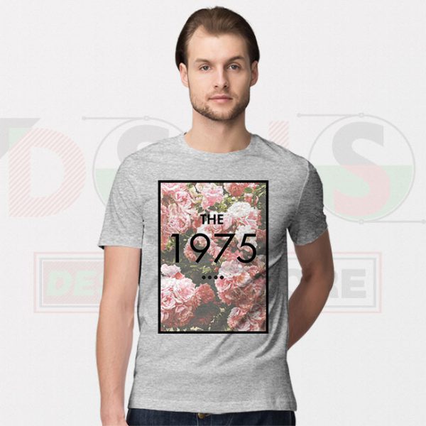 Tshirt The 1975 Band Flowers Rose Cover Art Sport Grey