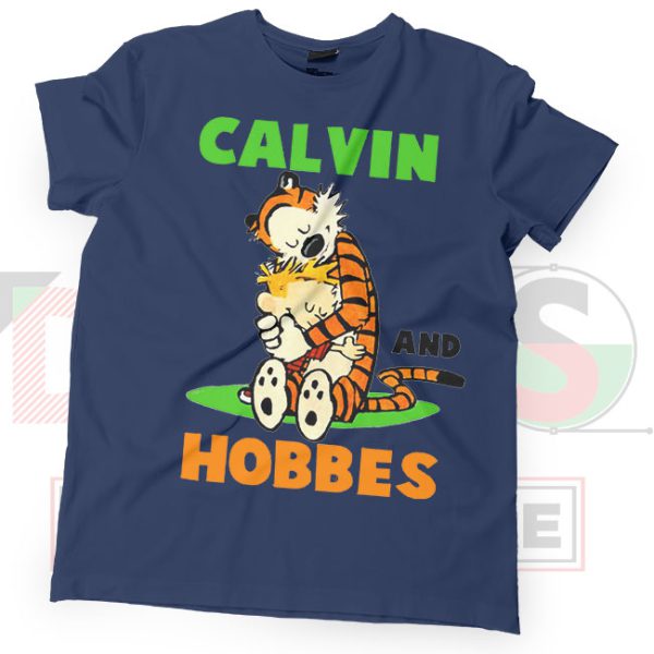 Calvin and Hobbes Hugs Timeless Friendship T-shirt Navy