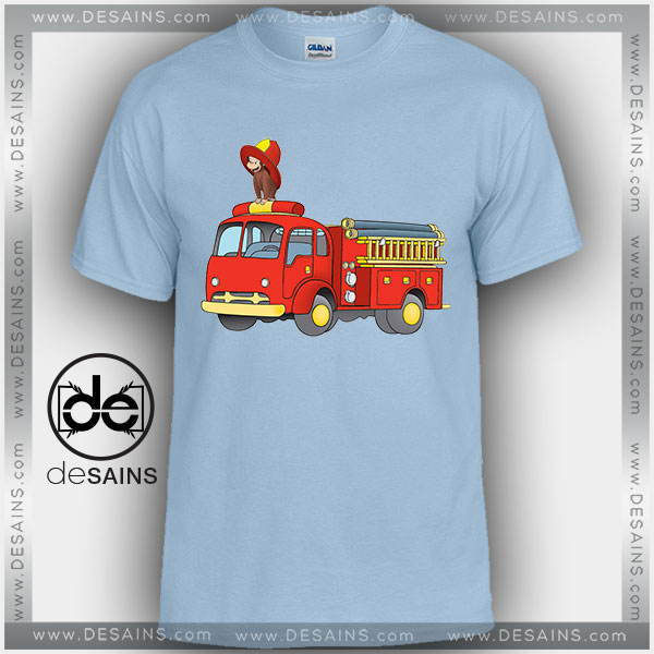 Cheap Graphic Tee Shirts Curious George Firefighters Tshirt Kids Adult