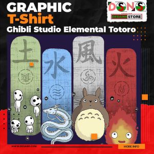 Studio Ghibli Elemental Graphic T-Shirt with Totoro Earth Design