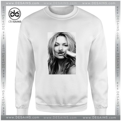 Sweatshirt Kate Moss Mustache Funny Celebrity S