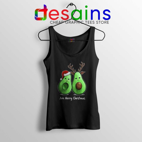 Avo Merry Christmas Black Tank Top Cheap Avocado Santa Deer Tank Tops