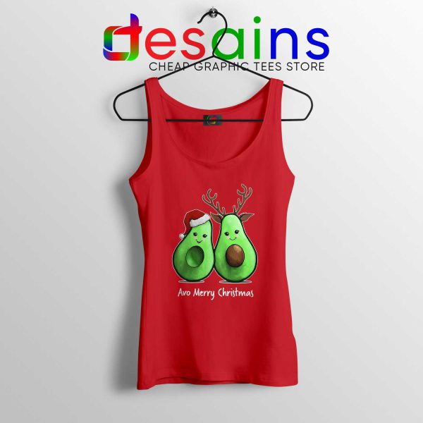 Avo Merry Christmas Red Tank Top Cheap Avocado Santa Deer Tank Tops