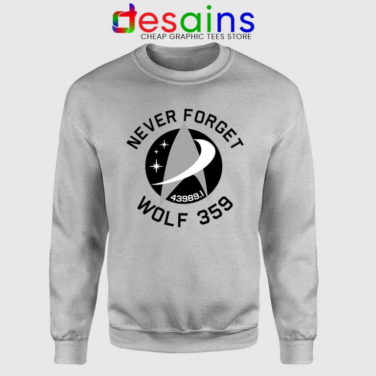 Never Forget Wolf 359 Sweatshirt Star Trek Sweater Gildan 