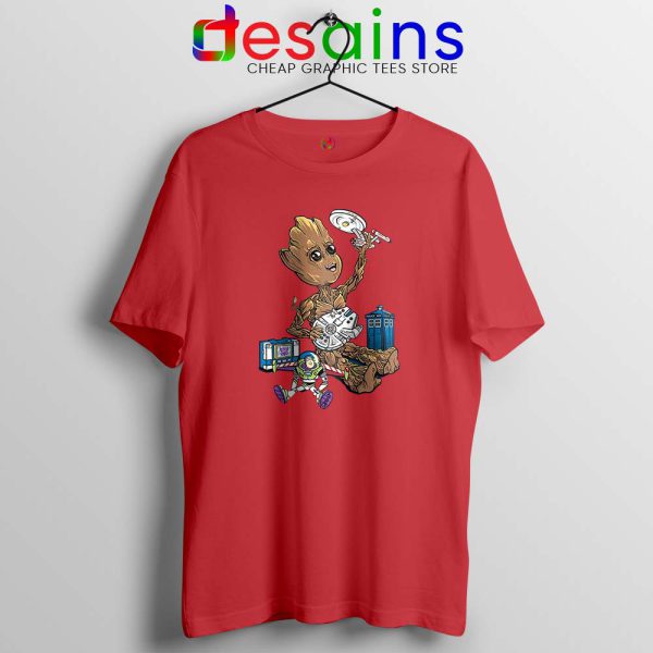 Groot And Galaxy Toys Red Tshirt Tardis Star Trek Toy Story Tees