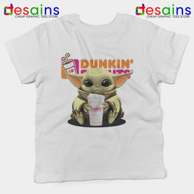 Dunkin Donuts Baby Yoda Kids Tshirt The Mandalorian Disney Youth Tees