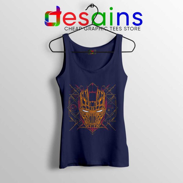 Iron Man Tech Navy Tank Top Marvel Iron Man Mask Art Tops