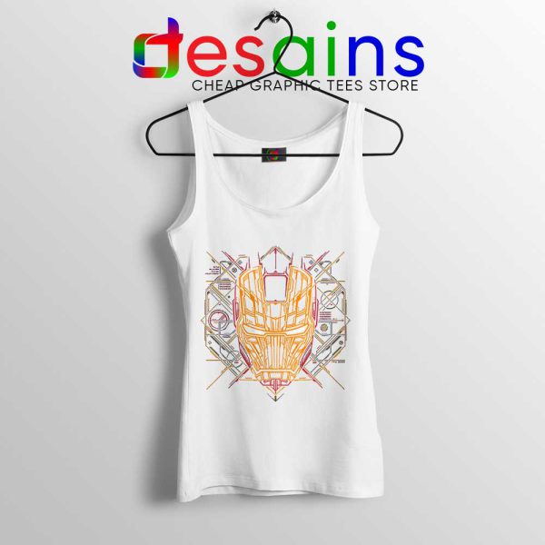 Iron Man Tech White Tank Top Marvel Iron Man Mask Art Tops