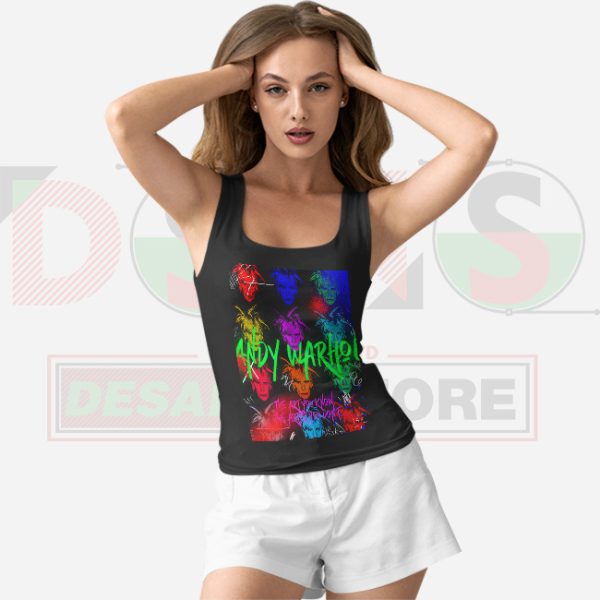 Colorful Warhol Pop Art Design Womens Tank Top Black